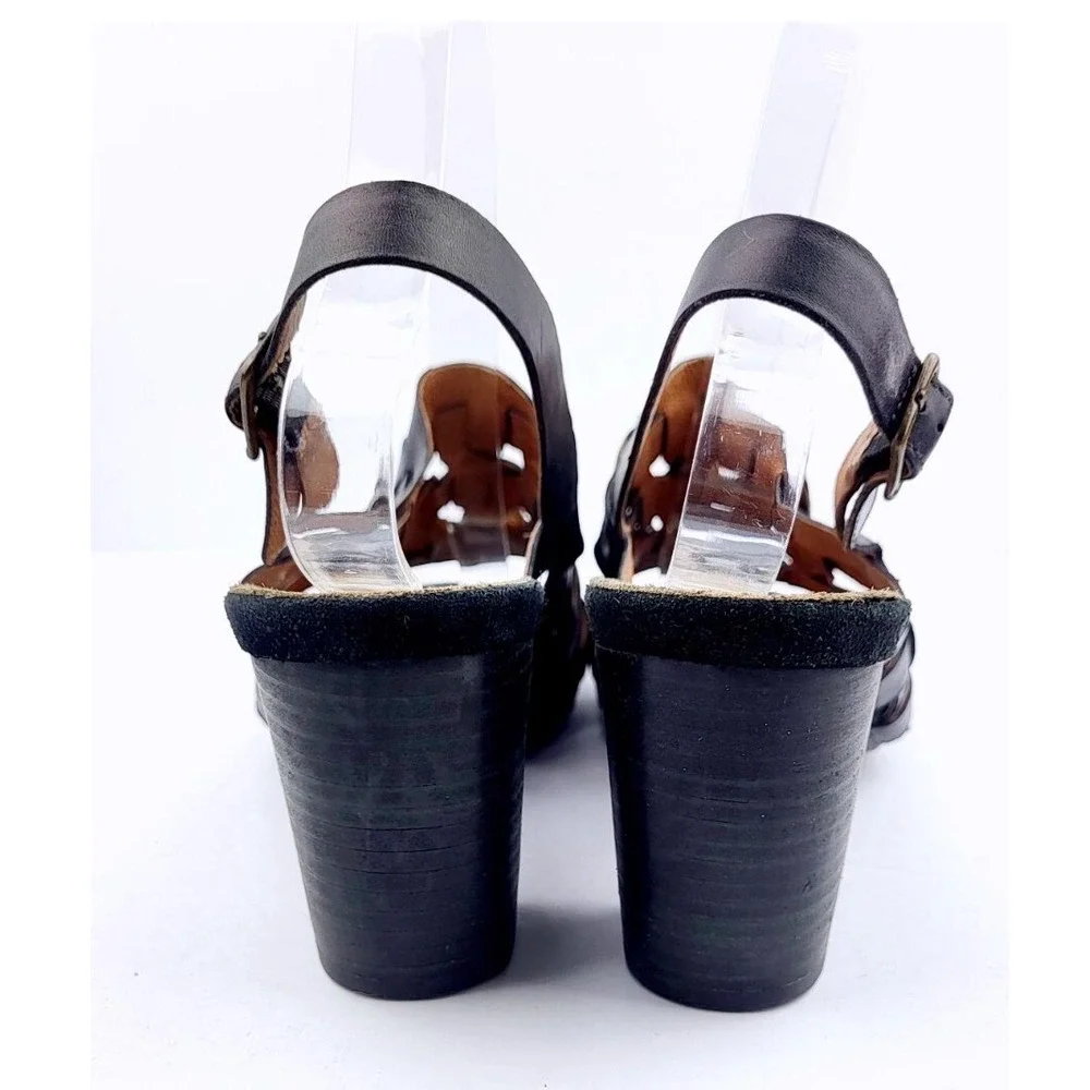 CLARKS Womens Black Crisscross Straps Round Toe Block Heel Dress Sandals‎ Size 9